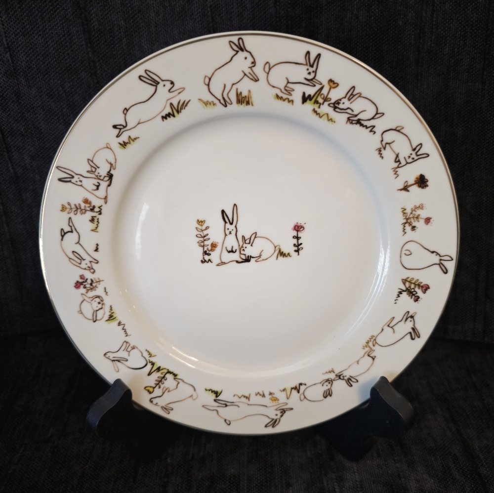 Set of 4 Grace Teaware fine Porcelain, Bunny Meadow. Discontinued pattern.